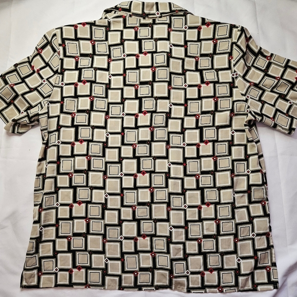 Impressions Womens Beige And Black Geometric Design Button Up Blouse Size L - Picture 11 of 13